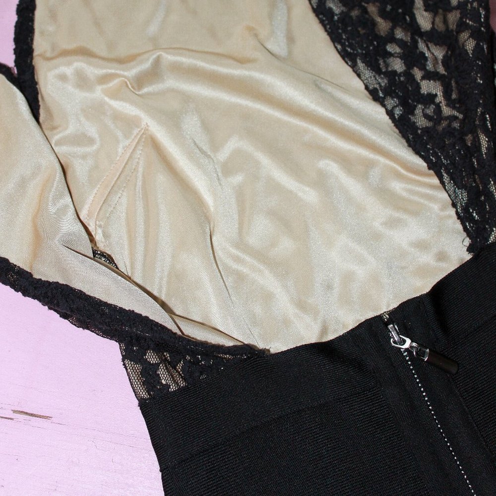 BEBE Black Lace Hi Neck Bandage Bodycon Mini Dress - Picture 6 of 7